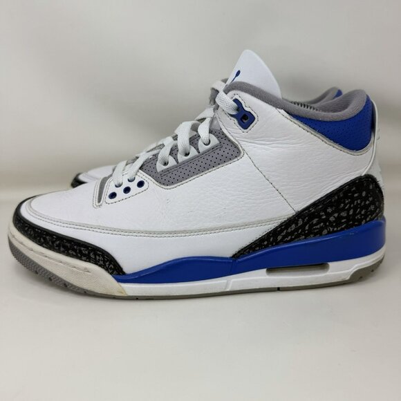 Nike Air Jordan 3 Racer Blue Retro Shoes White Blue Gr Men’s Size 8.5 - Picture 2 of 9